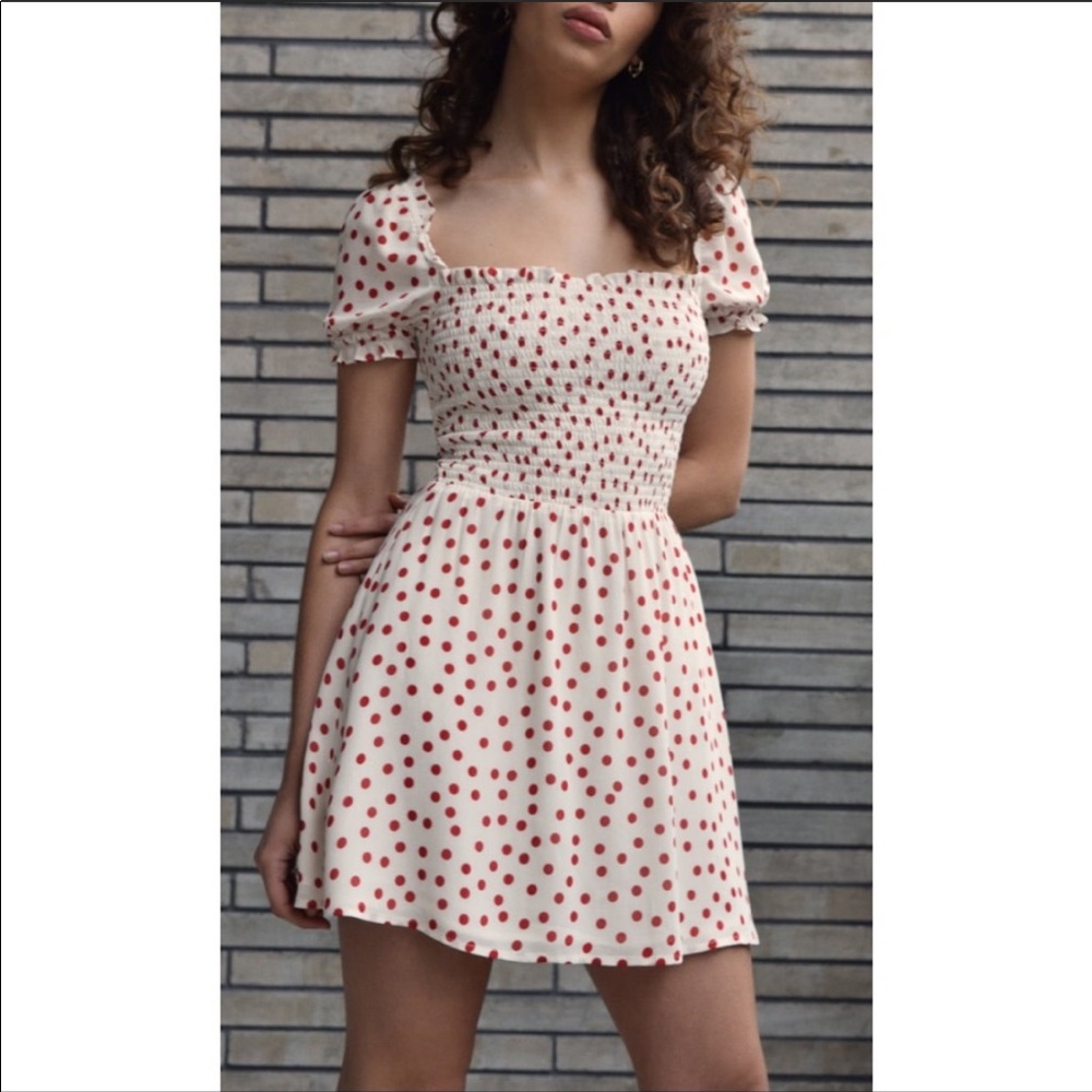 Reformation Orangerie Mini Dress Polka Dots